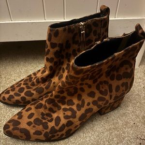 A New Day Faux Suede Leopard Print Ankle Boots